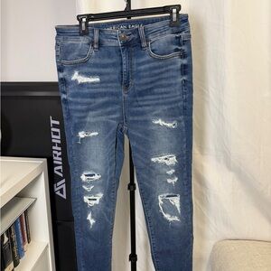 American Eagle Outfitters Women's Ripped Blue Skinny Jeans
